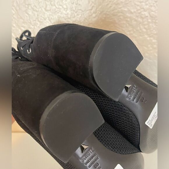 Schutz Emilia Women's Knit lace up Ankle Bootie Black Booties 6. NWB - Picture 8 of 13